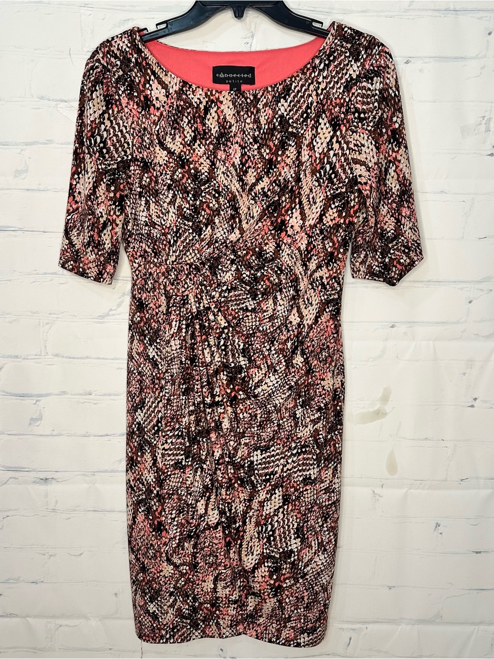 Women’s Connected Apparel Size 6 Petite Multi Color Short Sleeve Dress